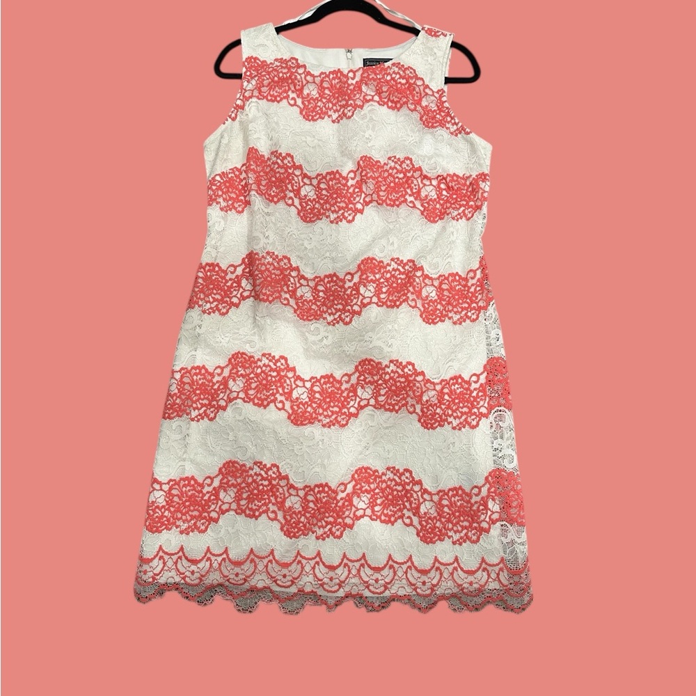 Jessica Howard Coral and White Lace Mini Dress